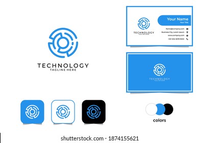 circle technology logo design and business card