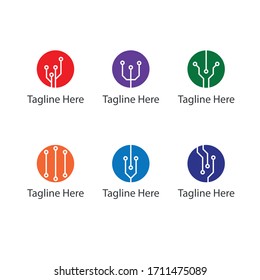 Circle technology logo set. Vector tech icon. Social media network abstract business logo. Internet technology.