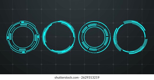Círculo de la tecnología de ciencia ficción y Vector futurista redondo editable