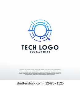 Circle Technology Wire logo template, Pixel Circle logo, Logo symbol icon