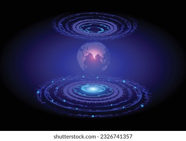 Circle technology,human great development,to a new world,different shape ring building concept,on black background,vector illustration for advertising design.