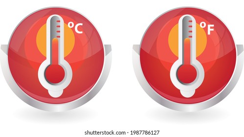 circle temperature icon in red white background