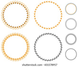 Circle template badge flower. Round empty medal lines. Color vector empty badge. Set of vector decorative elements. round frames on white background.
