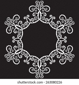 Circle Template Design with Abstract Doodle Form of Flowers, spirals and Waves