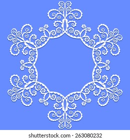 Circle Template Design with Abstract Doodle Form of Flowers, spirals and Waves