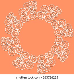 Circle Template Design with Abstract Doodle Form of Flowers, spirals and Waves