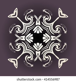 Circle Template Design with Abstract Doodle Form of Flowers, spirals and Waves