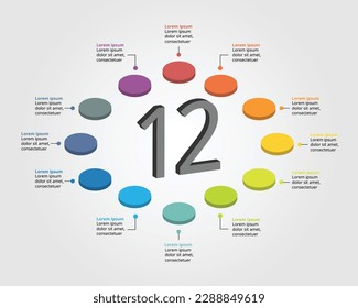 plantilla de círculo para infografía para presentación de 12 elementos