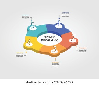 circle template for infographic for presentation for 5 element