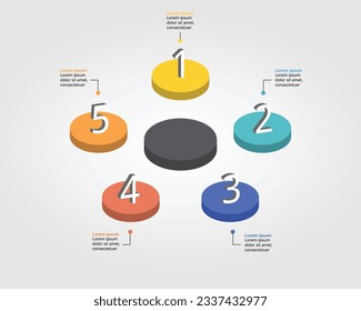 circle template for infographic for presentation for 5 element