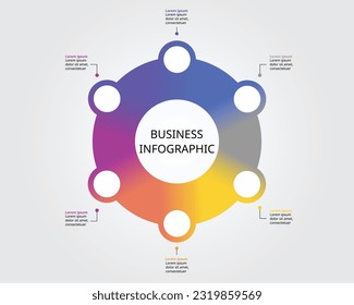 circle template for infographic for presentation for 6 element