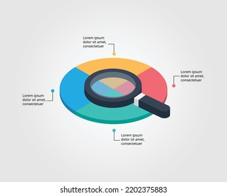 circle template with magnifying glass for infographic for presentation for 4 element