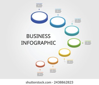 Kreisschablonenschritt für Infografik zur Präsentation für 7 Element