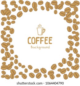 Circle text frame isolated on coffee beans background. Design element for cafe menu or coffee shops.