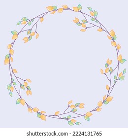 Circle text frame with yellow autumn leaves