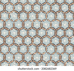 Circle texture background. Abstract background texture in geometric ornamental style. Black, blue and orange  color circle pattern.