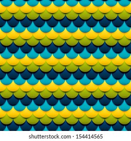Circle texture, seamless. Blue, green, cyan, yellow. 3d colorful vector texture.