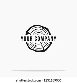 circle texture wooden logo design vector template