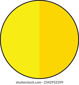 it is a circle that is yellow like the bright sun