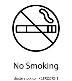 In a circle there is cross line over cigarette denoting cigarette prohibition 
