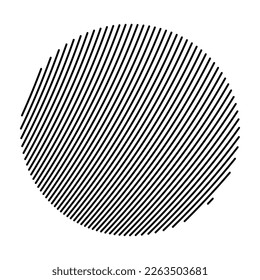 Círculo de delgadas líneas negras. Elemento de diseño rayado. Patrón abstracto vectorial