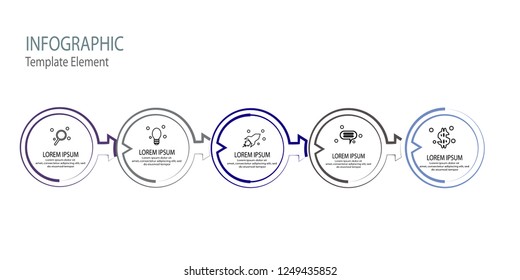 circle thin line arrow infographic template element