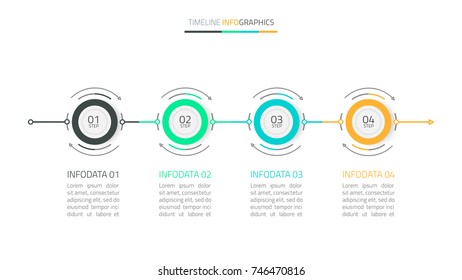 Circle thin line arrows for infographic.Template for diagram, graph, presentation and chart. Business concept with 4 options,steps.Vector illustration