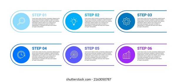 circle and thin line infographic design with 6 steps and icons for business. suitable for your company