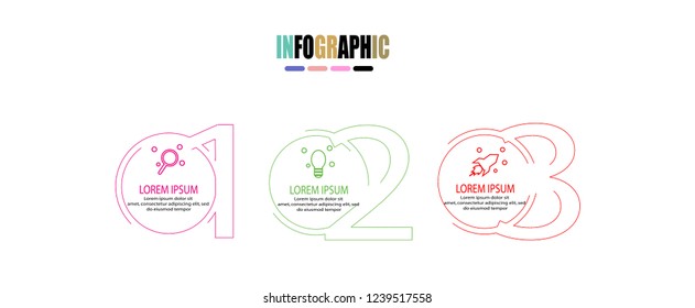 circle thin line infographic with number