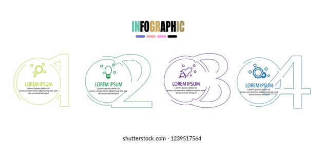 circle thin line infographic with number