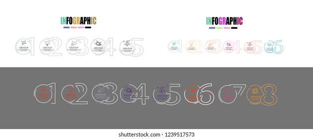 circle thin line infographic with number