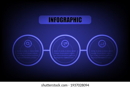 Circle thin line infographics design presentation three steps. Business infographic design template with circle 3 options. Vector design concept circle label banner elements for presentation 3 steps.