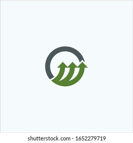 circle and three arrow up vector design template 