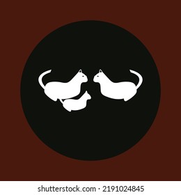 Circle three cats animal vector logo 