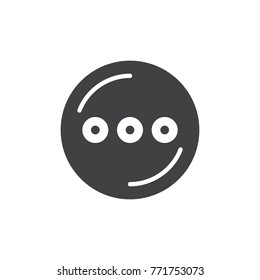 Circle with three dots simple icon, filled flat sign, solid glyph pictogram. App menu symbol, vector illustration