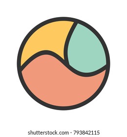 Circle with three parts