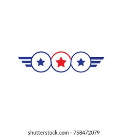 circle three stars blue and red logo