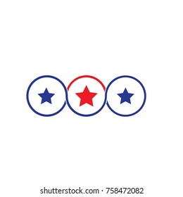 circle three stars blue and red logo