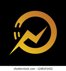 Circle thunder fast logo, Letter N lightning logo, Thunder energy, Power logo
