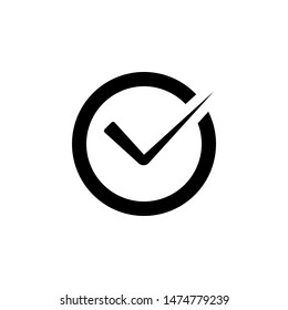 Circle tick mark. approval Icon Vector isolated on white background