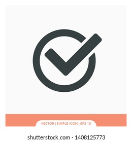 Circle Tick Mark Approved Icon Vector Illustration. Checkmark And X Or Confirm And Deny Circle Icon Button Flat For Apps And Websites Symbol, Icon Checkmark Choice, Checkbox Button For Choose, Circle 