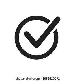 Circle tick mark approved Icon Vector Illustration. Checkmark, confirm, deny circle icon button flat for apps and websites symbol, icon checkmark choice, checkbox button for choose, circle