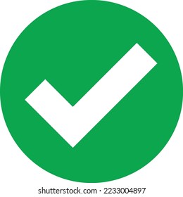 Circle tick mark approved Icon Vector Illustration. Checkmark, confirm, deny circle icon button flat for apps and websites symbol, icon checkmark choice, checkbox button for choose, circle