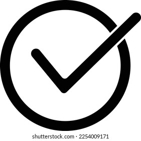 Circle tick mark approved Icon Vector Illustration. Checkmark, confirm, deny circle icon button flat for apps and websites symbol, icon checkmark choice, checkbox button for choose, circle