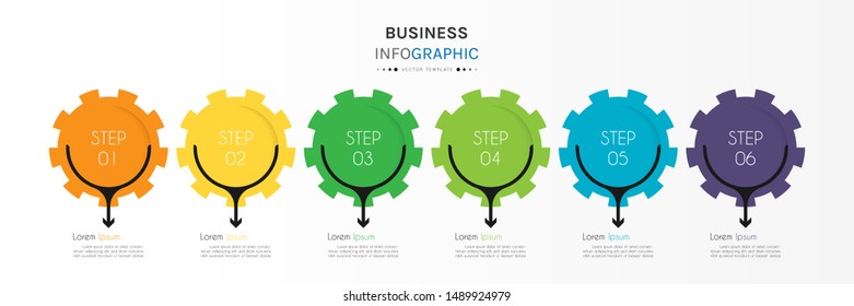 Circle timeline infographic design element and number options. Business concept with 6 steps. Can be used for workflow layout, diagram, annual report, web design. Vector Illustration.