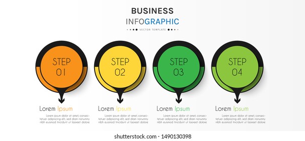 Circle timeline infographic design element and number options. Business concept with 4 steps. Can be used for workflow layout, diagram, annual report, web design. Vector Illustration.