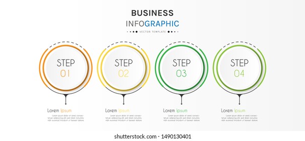 Circle timeline infographic design element and number options. Business concept with 4 steps. Can be used for workflow layout, diagram, annual report, web design. Vector Illustration.