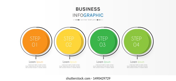 Circle timeline infographic design element and number options. Business concept with 4 steps. Can be used for workflow layout, diagram, annual report, web design. Vector Illustration.