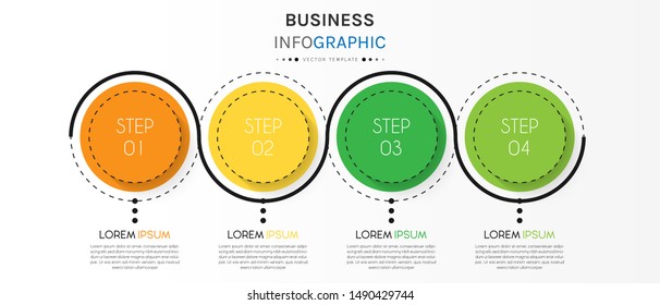 Circle timeline infographic design element and number options. Business concept with 4 steps. Can be used for workflow layout, diagram, annual report, web design. Vector Illustration.