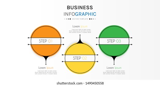 Circle timeline infographic design element and number options. Business concept with 3 steps. Can be used for workflow layout, diagram, annual report, web design. Vector Illustration.